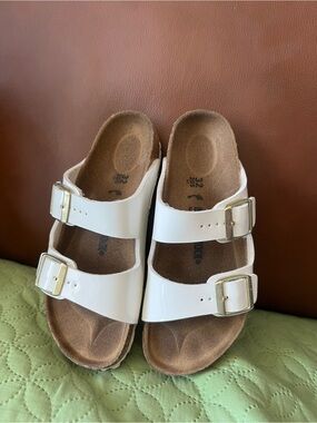 Birkenstock White Double Buckle Kids Sandals